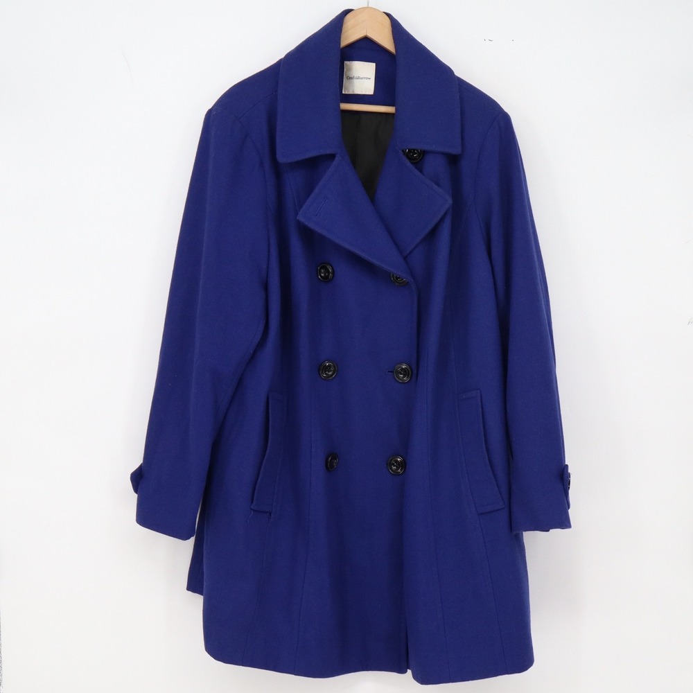 Croft & Barrow Wool Pea Coat Womens XL Blue Double Breasted Long Jacket